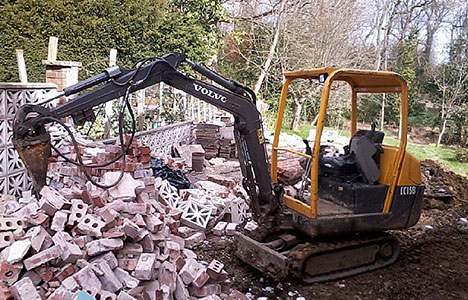 mini digger demolition